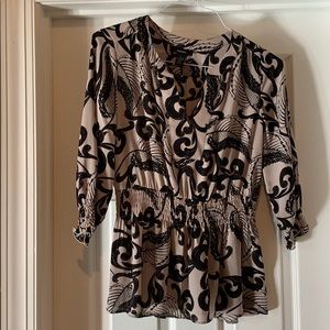 Black and Tan Chiffon Blouse